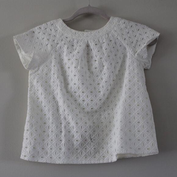 NWT Bonpoint Girl's Erika White Eyelet Embroidered Short Sleeve Blouse Top 6